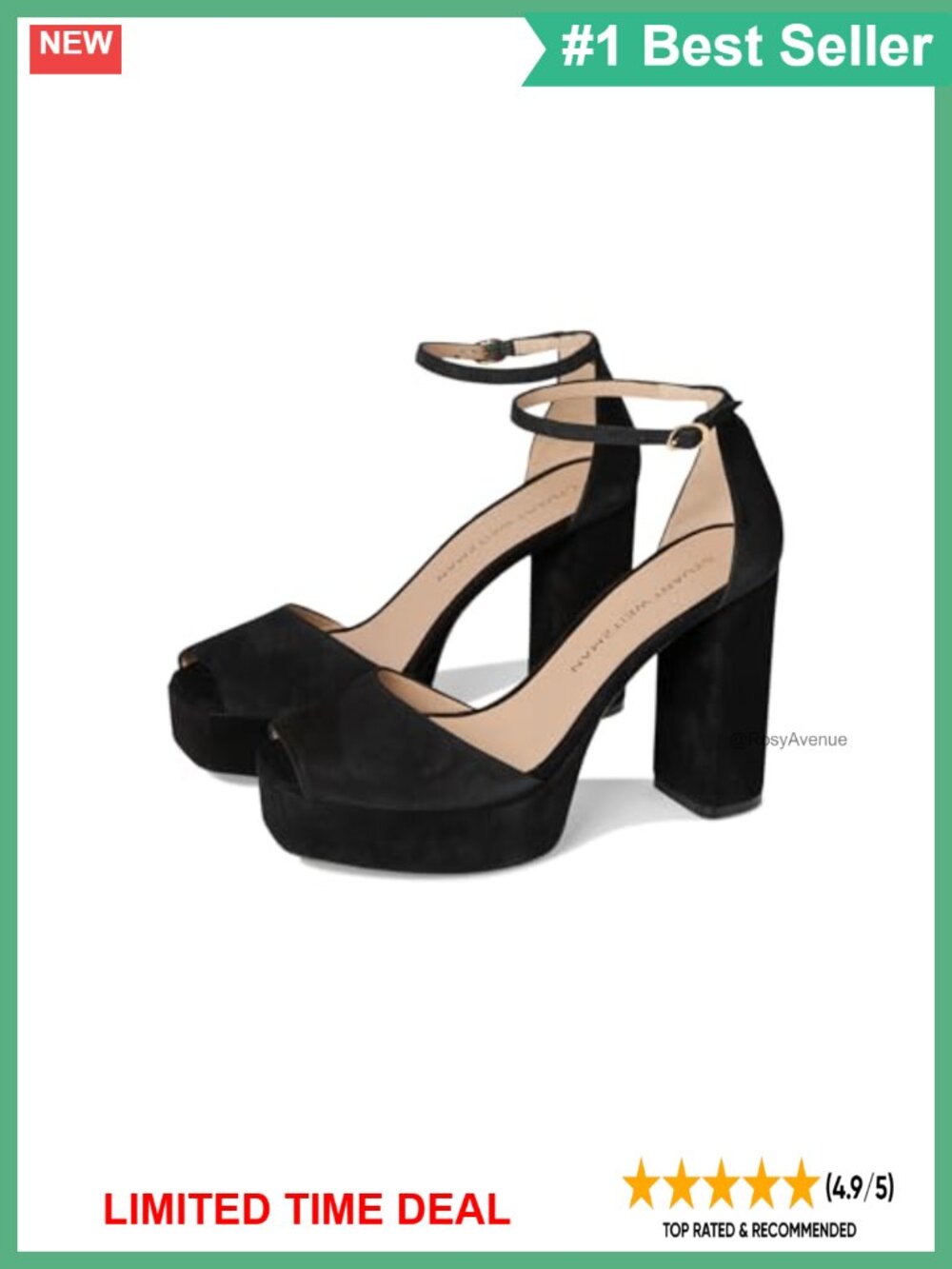 Suede Ankle Strap Platform Sandals Block Heel Open Toe Buckle
